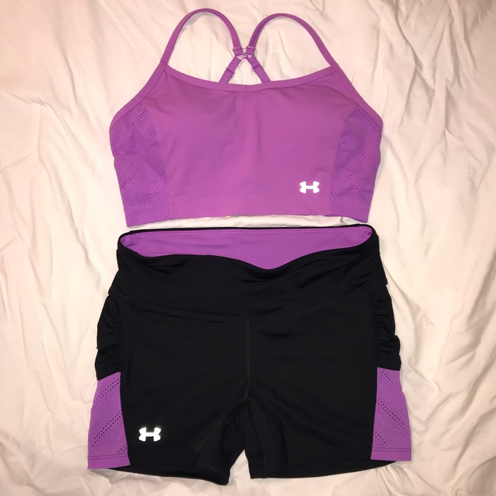 Under Armour sports bra & compression shorts